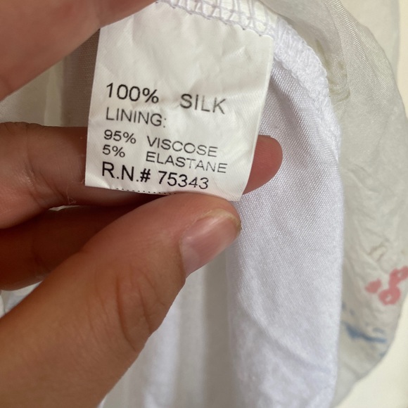 Ambra Italy Silk Floral Sleeveless Sheer Overlay Flowy Blouse- Size Large - Picture 5 of 8